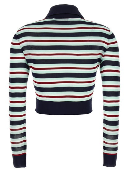 'Navy Striped Viscose Knit' cardigan Sweater, cardigans