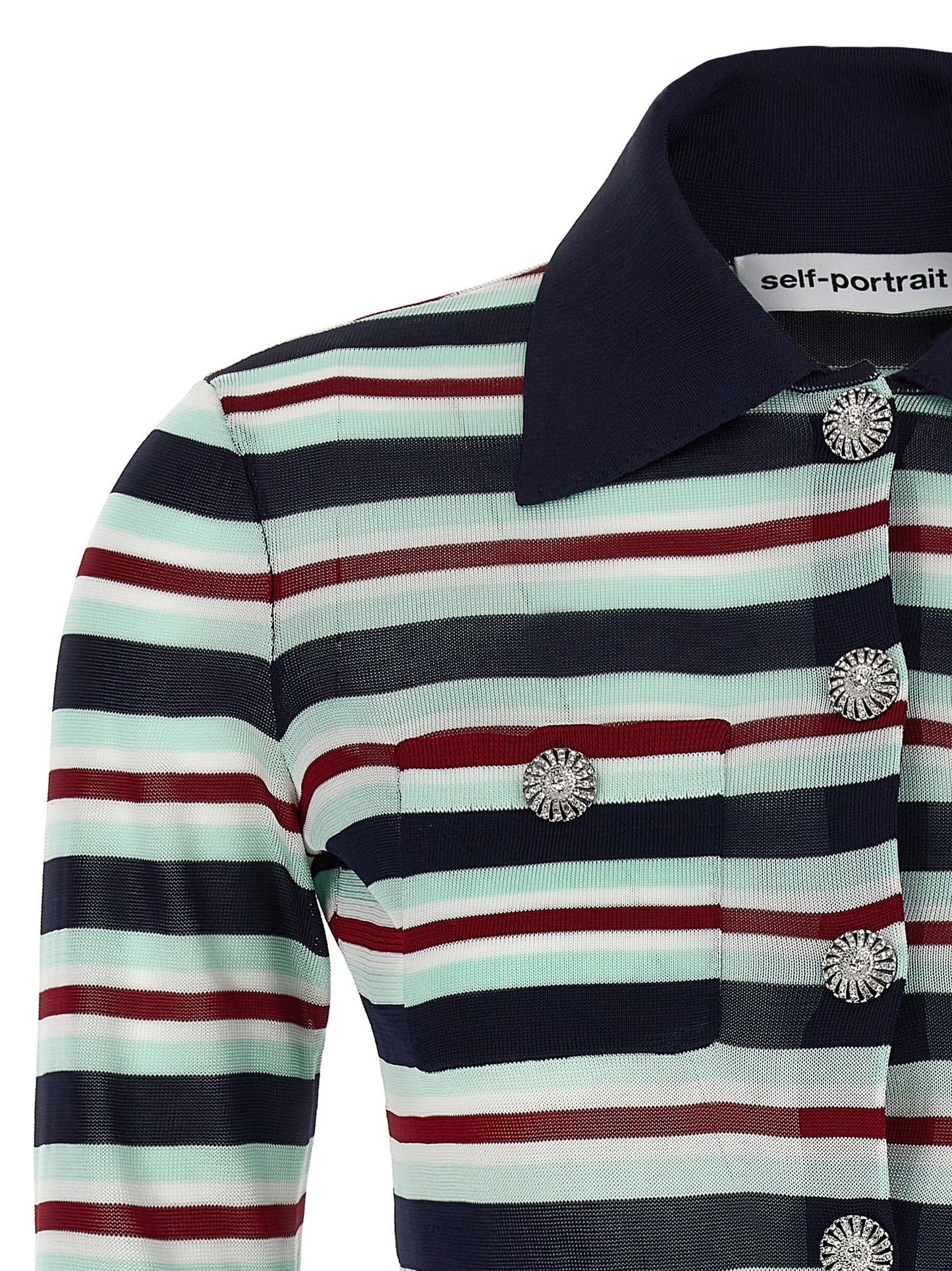 'Navy Striped Viscose Knit' cardigan Sweater, cardigans