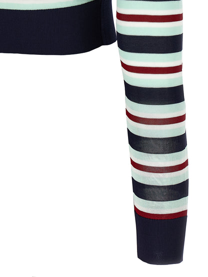 'Navy Striped Viscose Knit' cardigan Sweater, cardigans