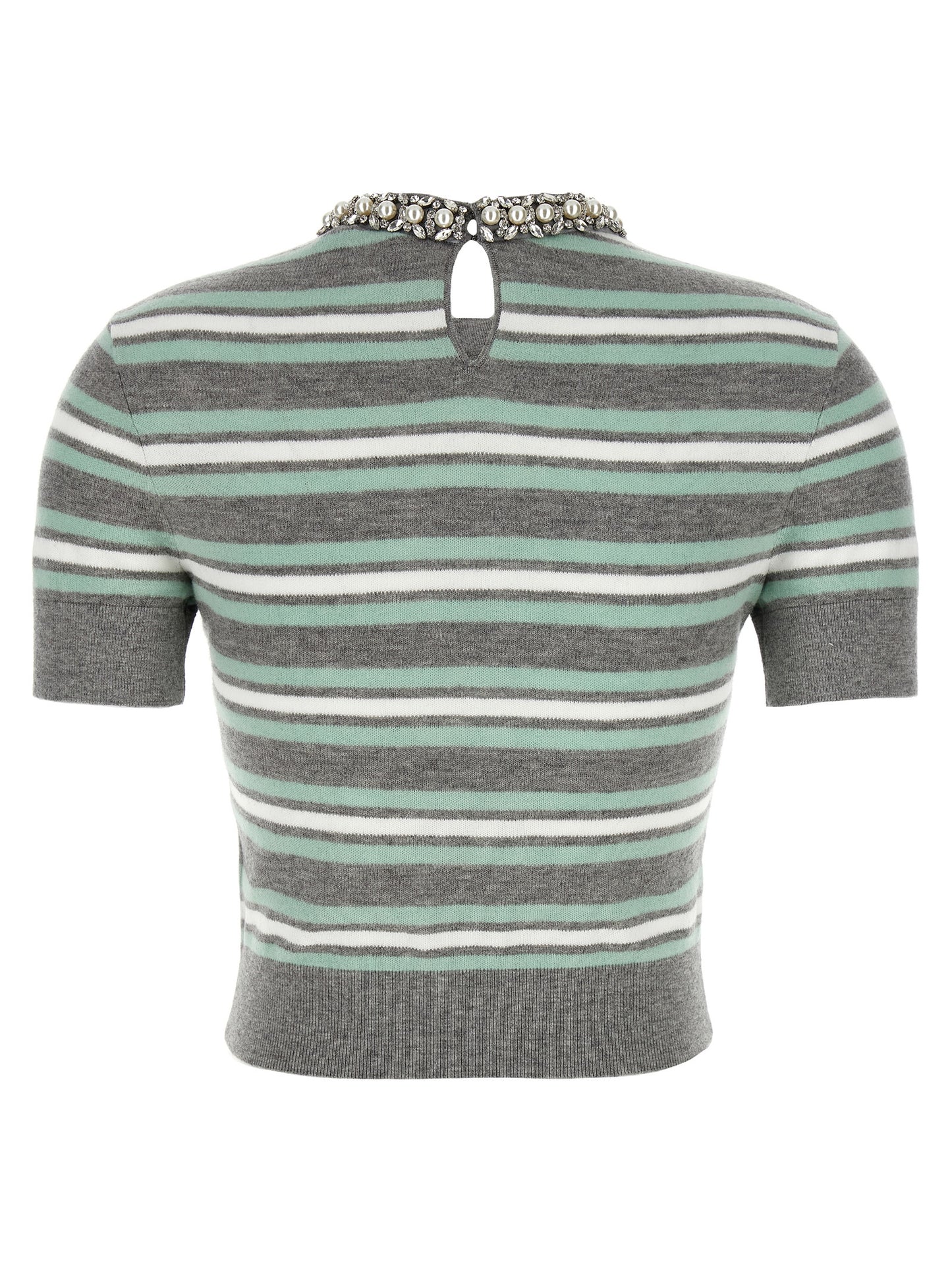 'Grey Striped Crystal Trim Knit' sweater Sweater, cardigans