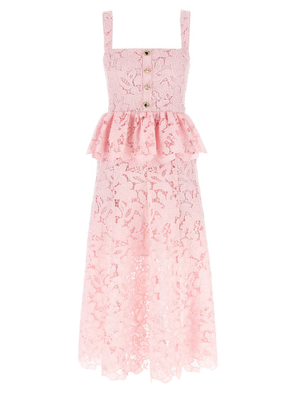 'Pink Lace Peplum Midi' dress Dresses