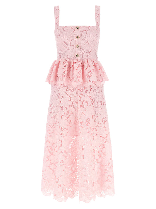 'Pink Lace Peplum Midi' dress Dresses