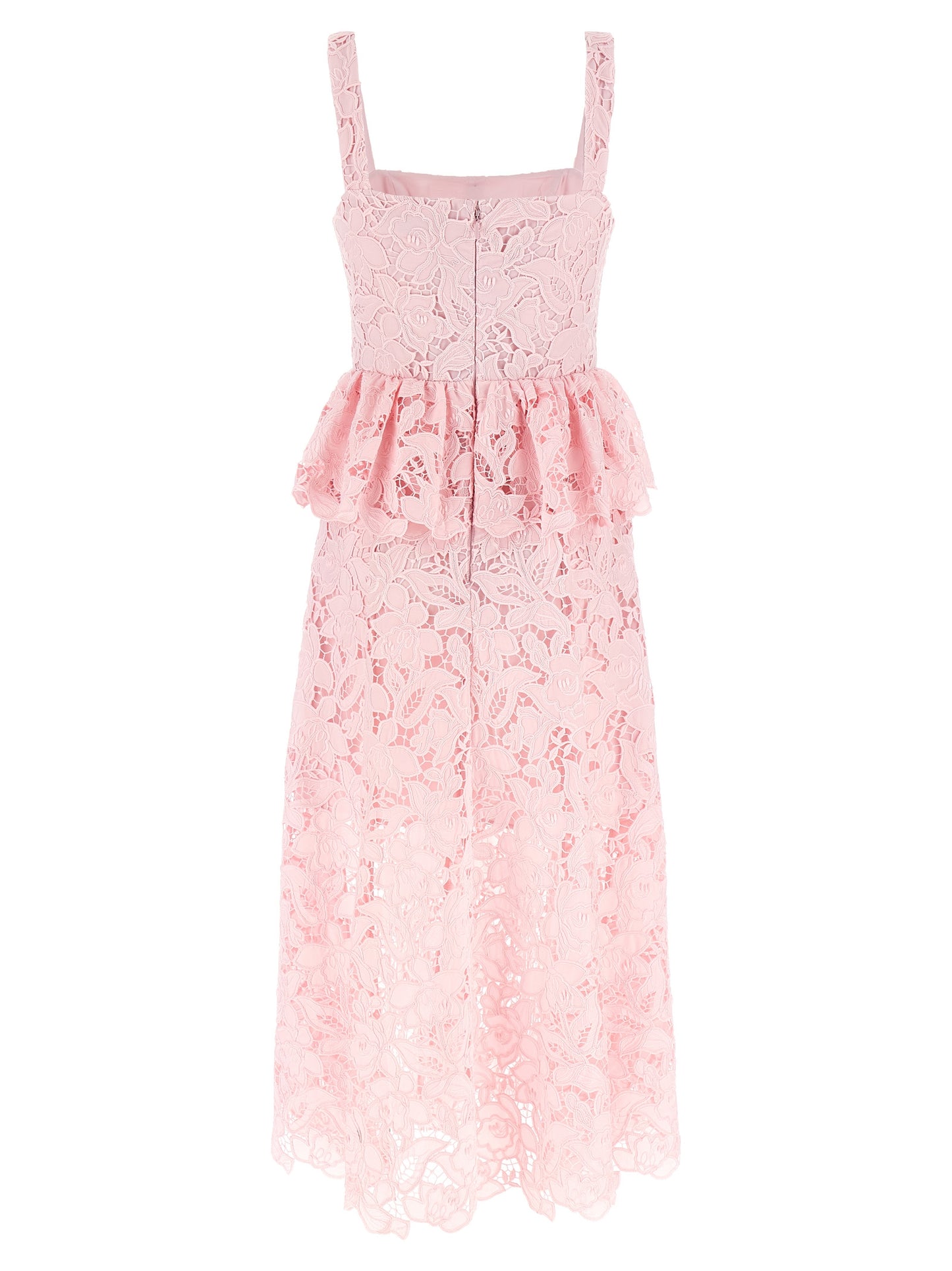 'Pink Lace Peplum Midi' dress Dresses