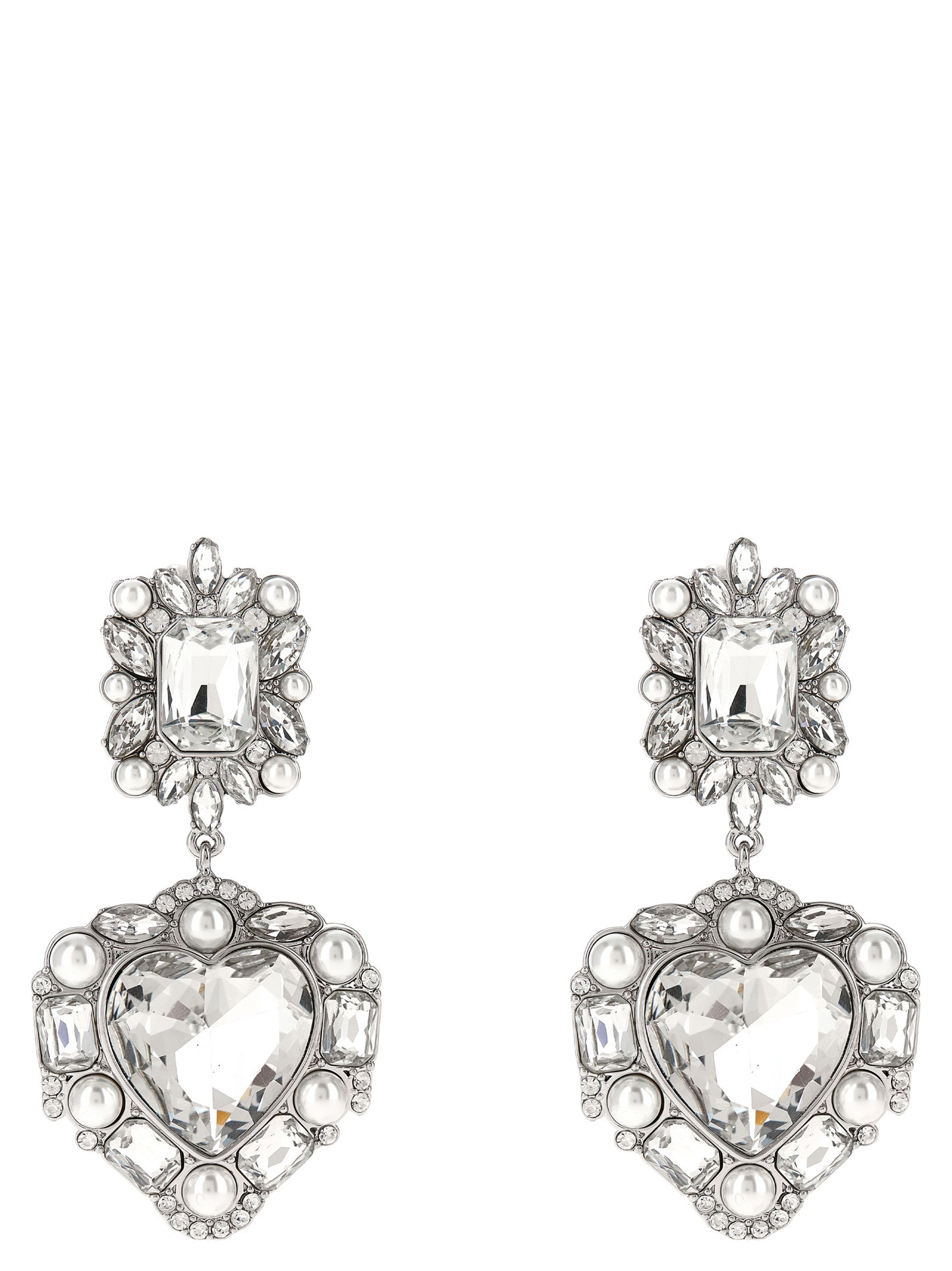 'Crystal Pearl Tiered Heart' earrings Jewelry
