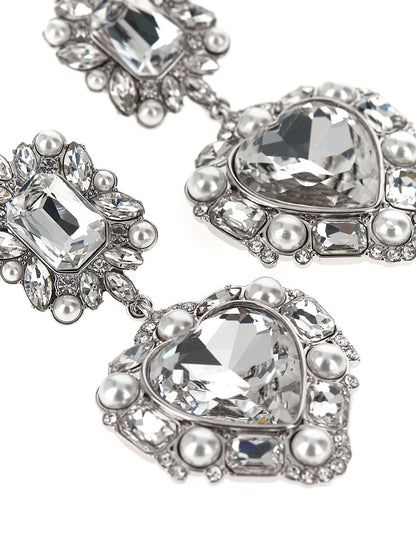 'Crystal Pearl Tiered Heart' earrings Jewelry