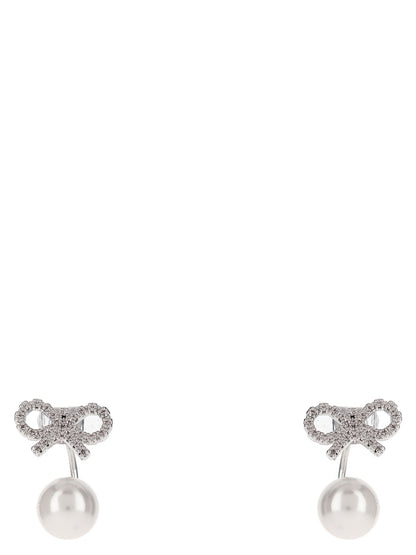 'Crystal Bow Pearl Jacket' earrings Jewelry