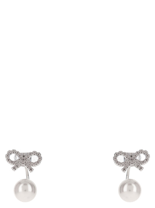 'Crystal Bow Pearl Jacket' earrings Jewelry