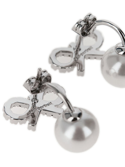 'Crystal Bow Pearl Jacket' earrings Jewelry