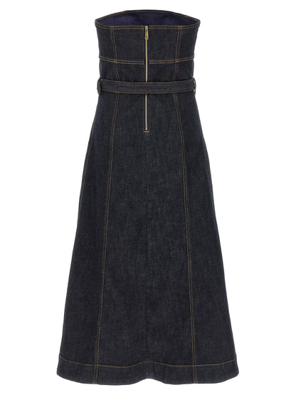 'Indigo Denim Bandeau Midi Dress' dress Dresses