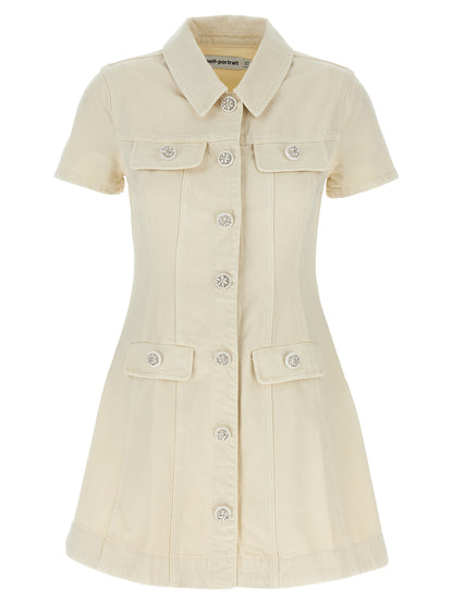 'Cream Collared Denim Mini' dress Dresses