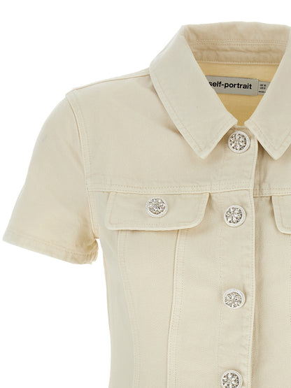 'Cream Collared Denim Mini' dress Dresses