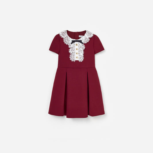 Self Portrait Kids Burgundy lace bib dress