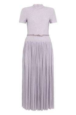 Self-Portrait Long dress with short sleeves and rhinestones