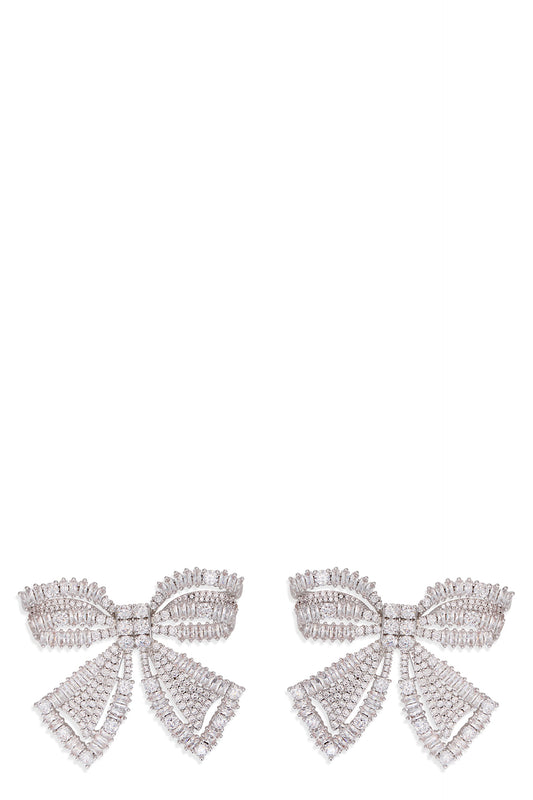 Self-Portrait Bow earrings with crystals