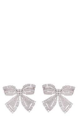 Self-Portrait Bow earrings with crystals