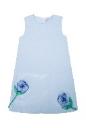 Self Portrait Kids Blue bonded satin 3d flower dress