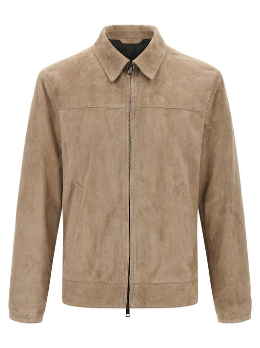 Suede blouson Down jacket, Parka, Casual jackets