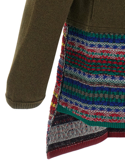 Jacquard insert cardigan Sweater, cardigans