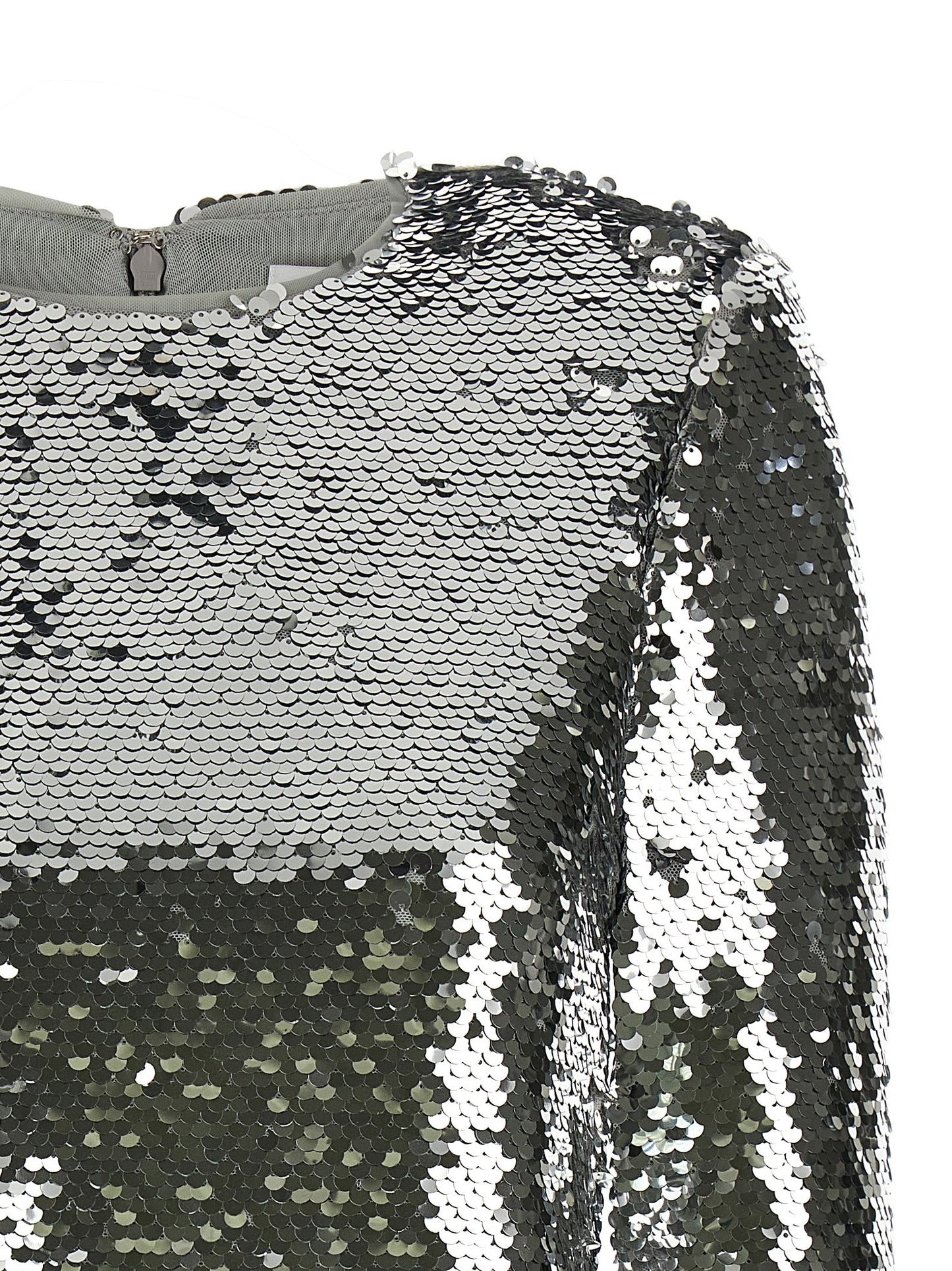 'Silver Sequin Flared Sleeve' top Tops