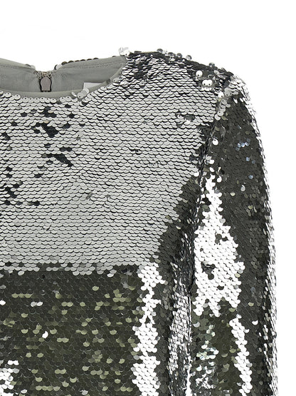 'Silver Sequin Flared Sleeve' top Tops