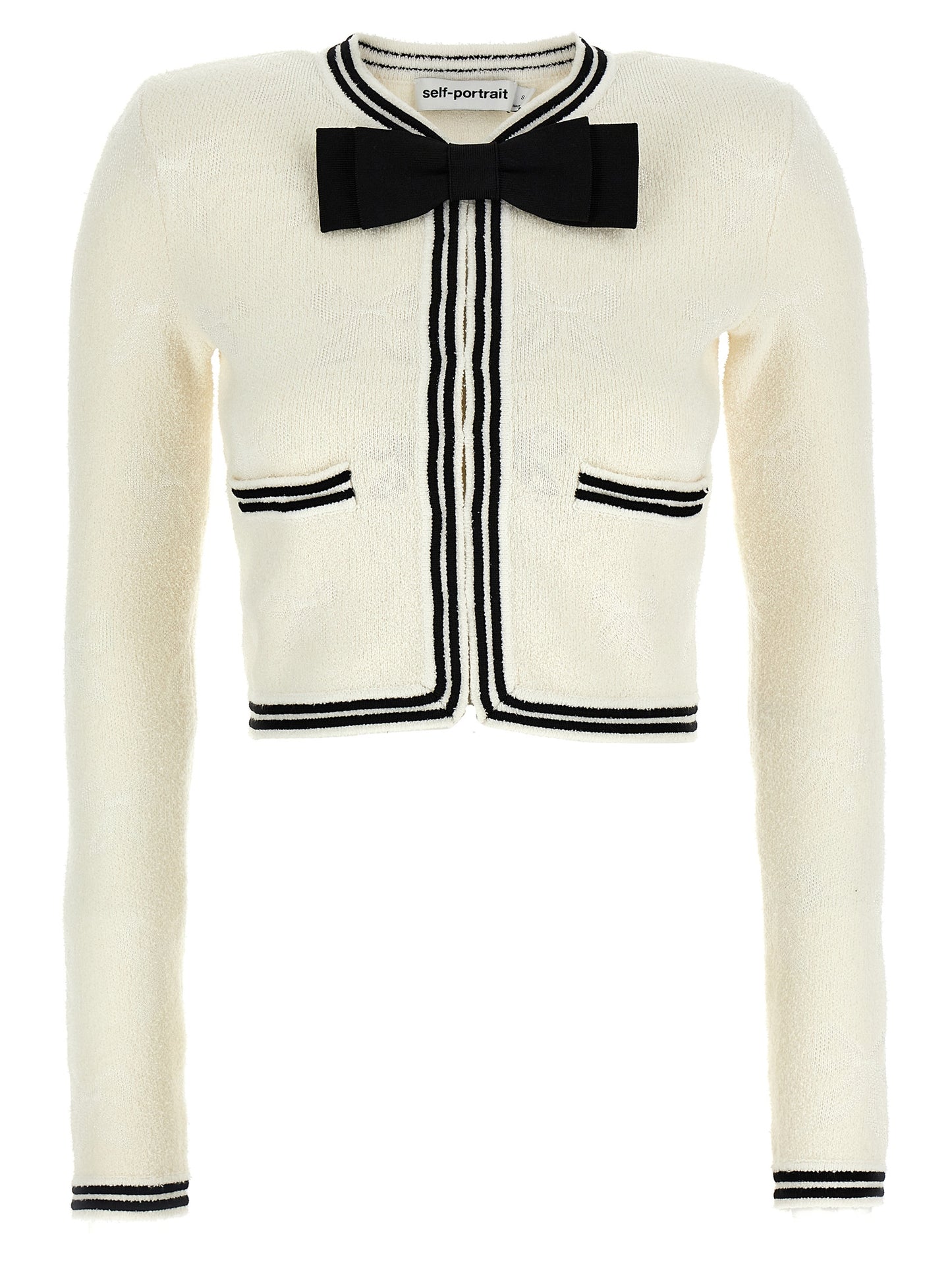'Cream Bow Jacquard' cardigan Sweater, cardigans
