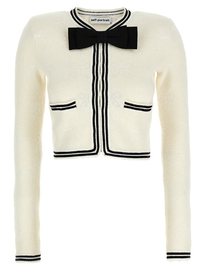 'Cream Bow Jacquard' cardigan Sweater, cardigans