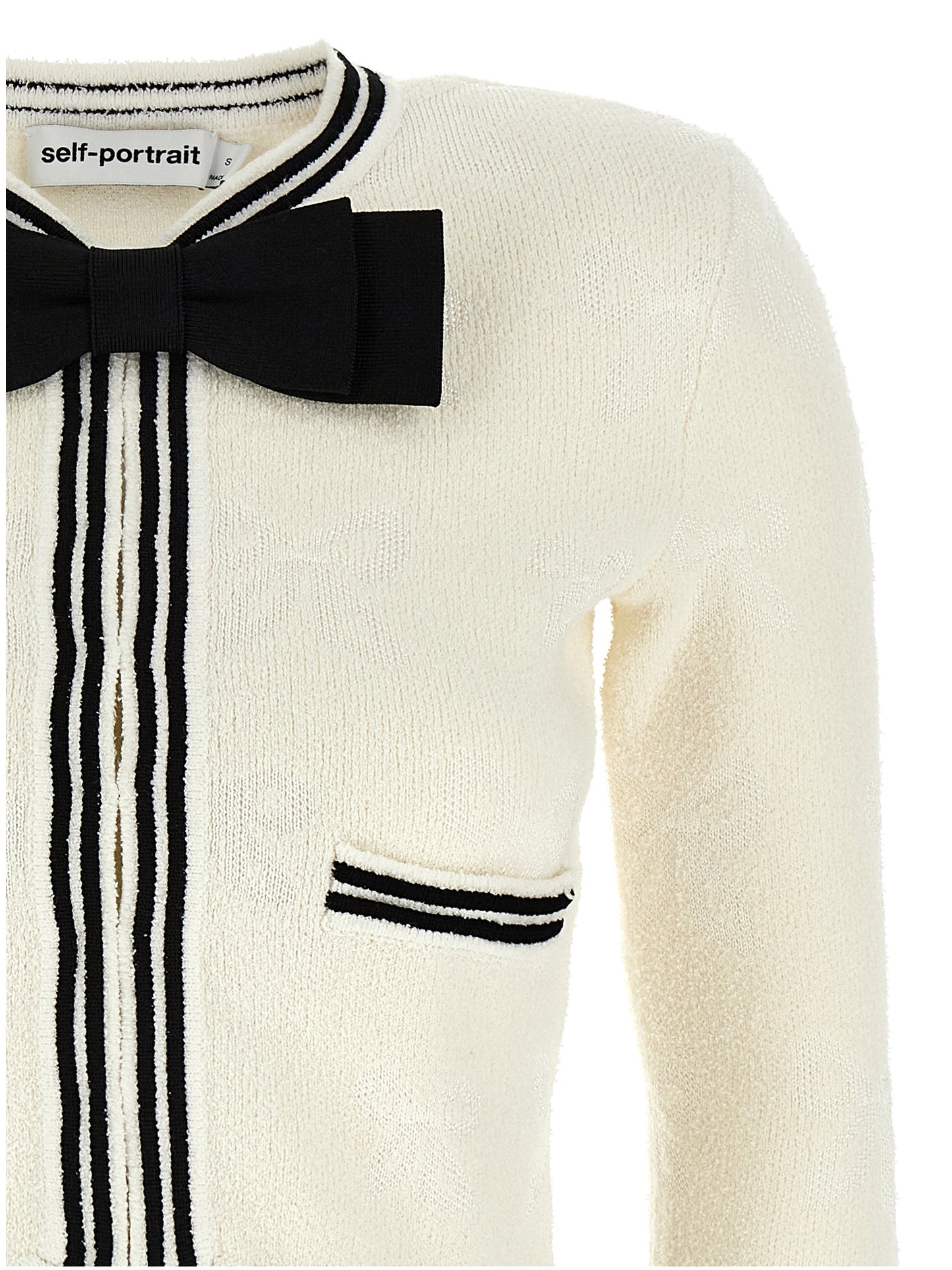 'Cream Bow Jacquard' cardigan Sweater, cardigans