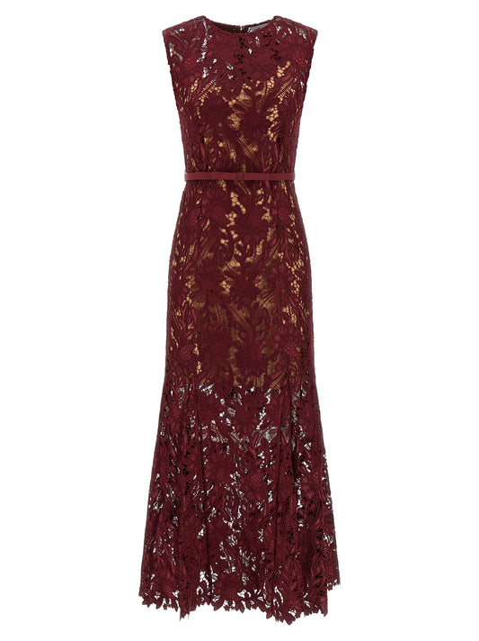 'Burgundy Guipure Lace Midi' dress Skirts