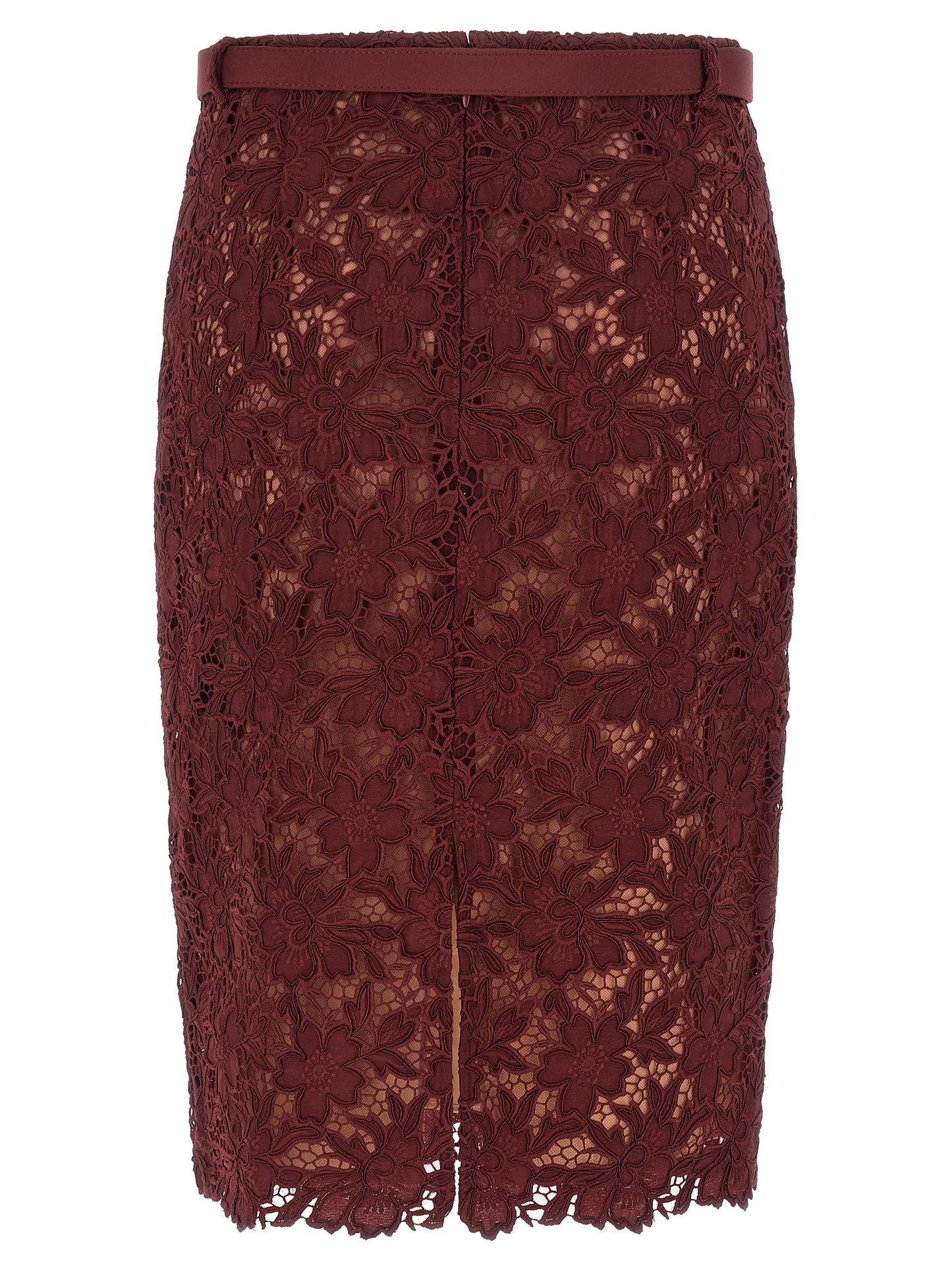 'Burgundy Guipure Lace Midi' skirt Skirts