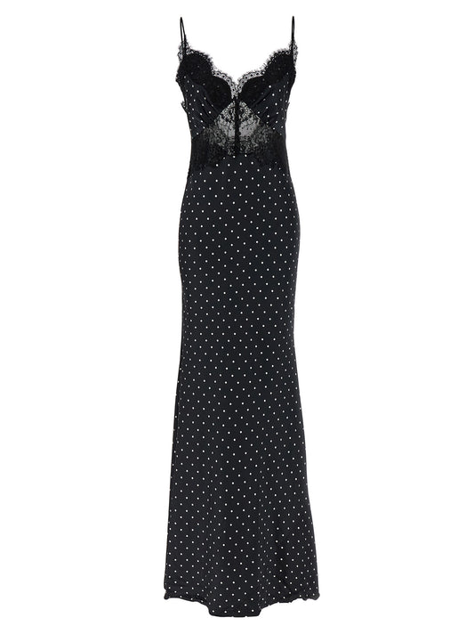 'Polka Dot Satin Lace Maxi' dress Dresses