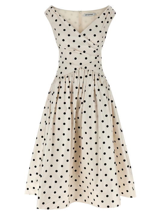 'Cream Polka Dot Cotton Midi' dress Skirts
