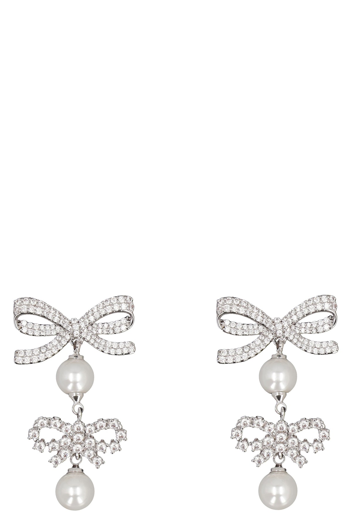 Self-Portrait Double Bow Pearl Earrings