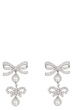 Self-Portrait Double Bow Pearl Earrings