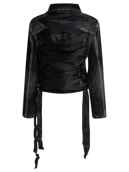 Denim jacket with laces Jackets and Coats