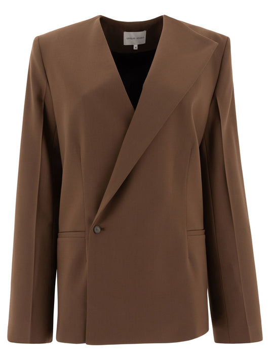 Asymmetrical wool twill blazer Jackets and Coats