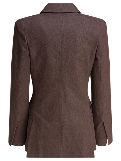 Denim-effect cotton blazer Jackets and Coats