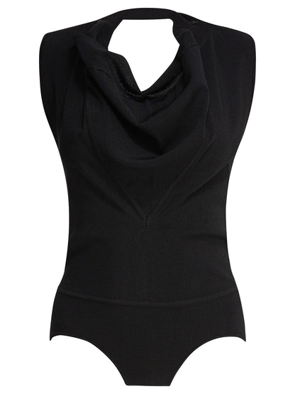 Sleeveless draped bodysuit Tops