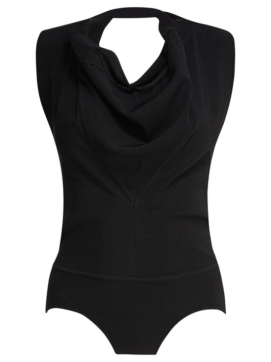 Sleeveless draped bodysuit Tops