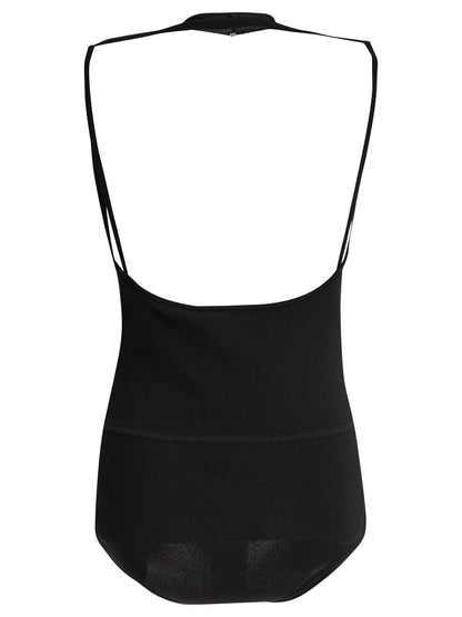 Sleeveless draped bodysuit Tops