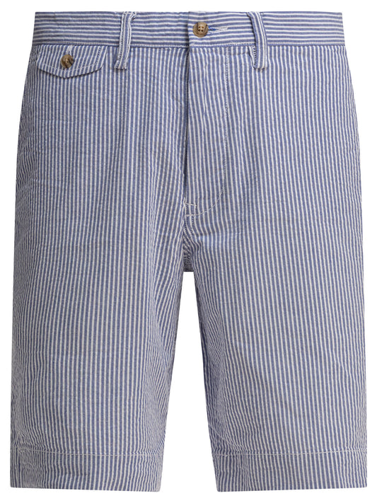 Straigh-fit stretch seersucker shorts Shorts