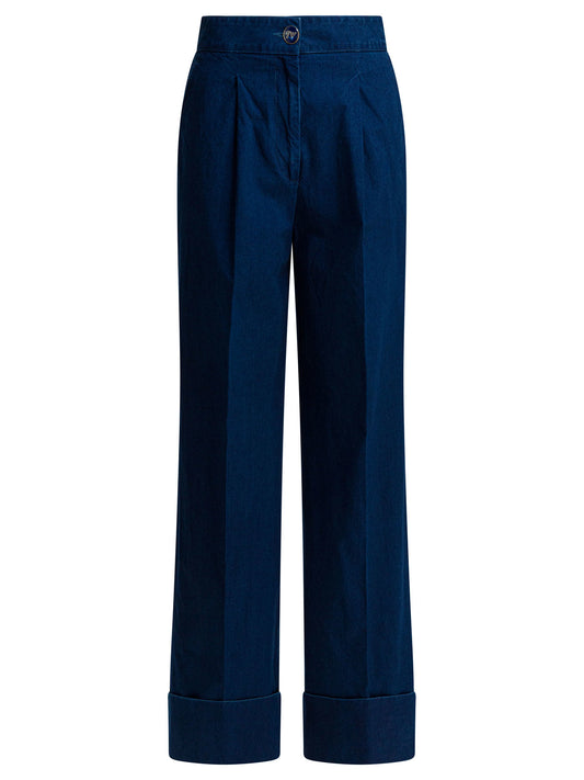 Wide-leg jeans with pleats Jeans