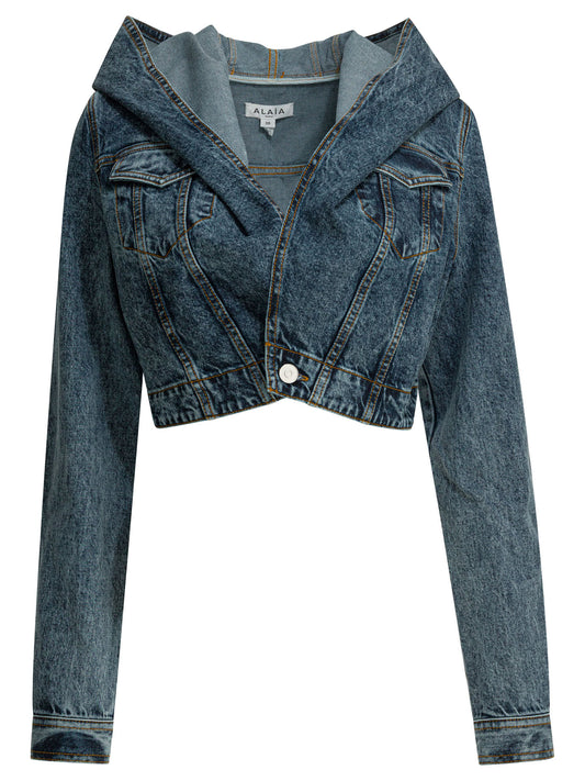 Denim jacket with hood Jackets and Coats