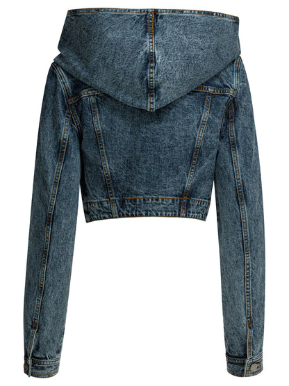 Denim jacket with hood Jackets and Coats