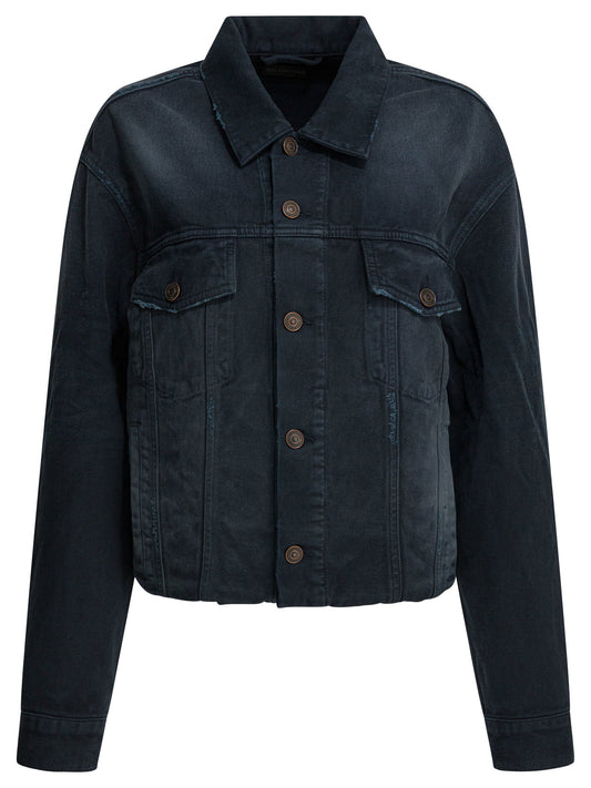 Denim jacket with old effect Jackets and Coats