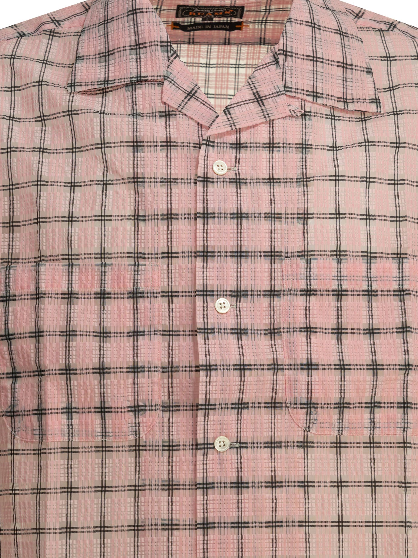 "Open Collar Nylon Airy Plaid" Casual Shirt Shirts