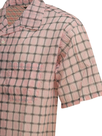 "Open Collar Nylon Airy Plaid" Casual Shirt Shirts