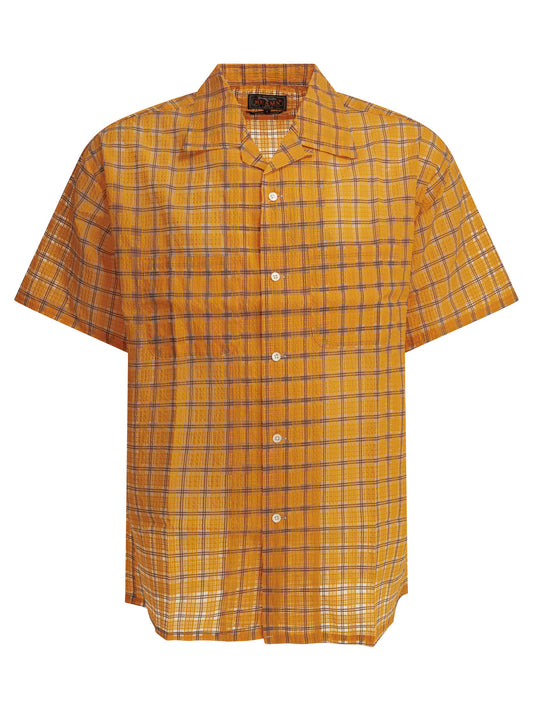 "Open Collar Nylon Airy Plaid" Casual Shirt Shirts