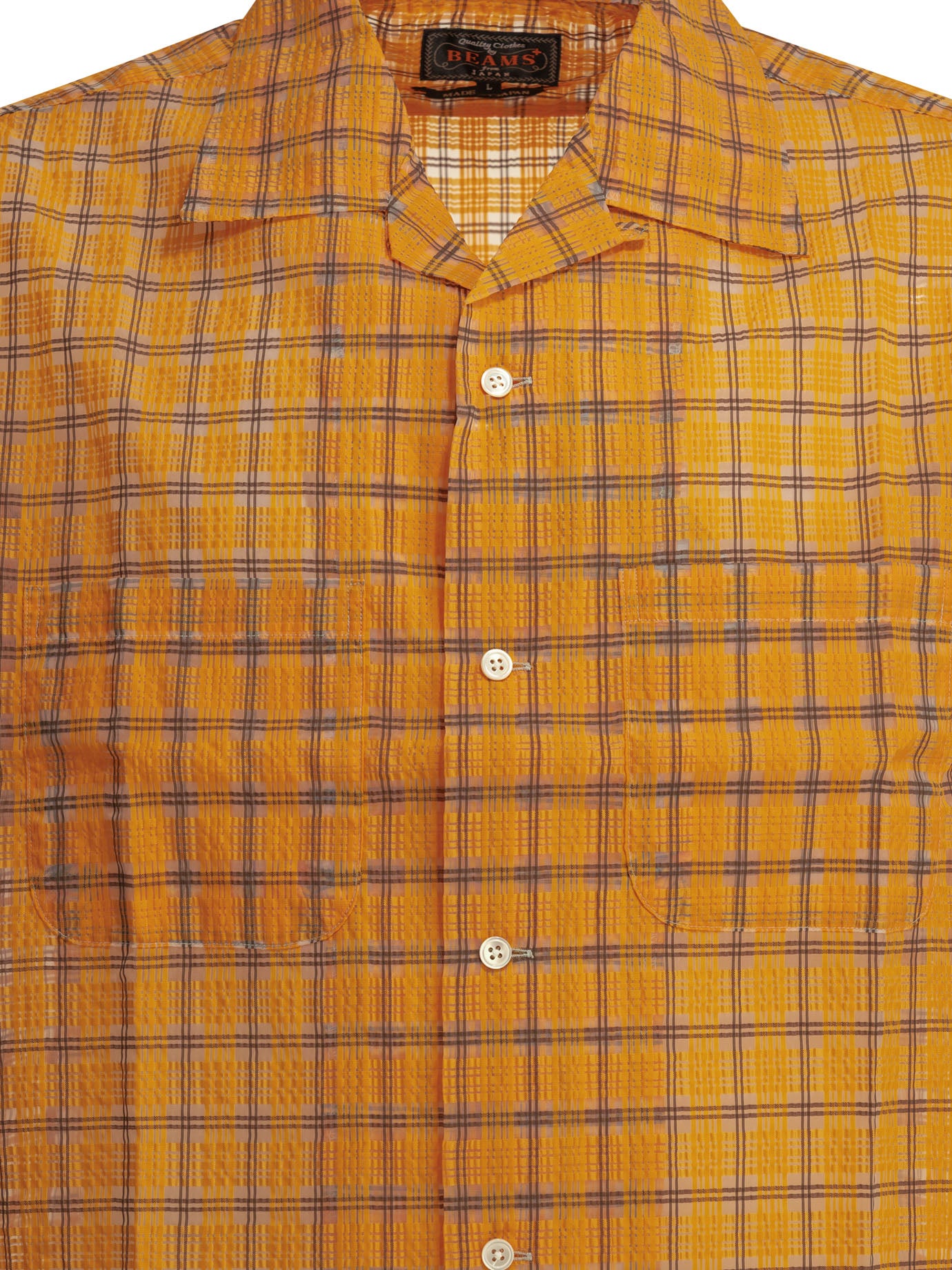 "Open Collar Nylon Airy Plaid" Casual Shirt Shirts