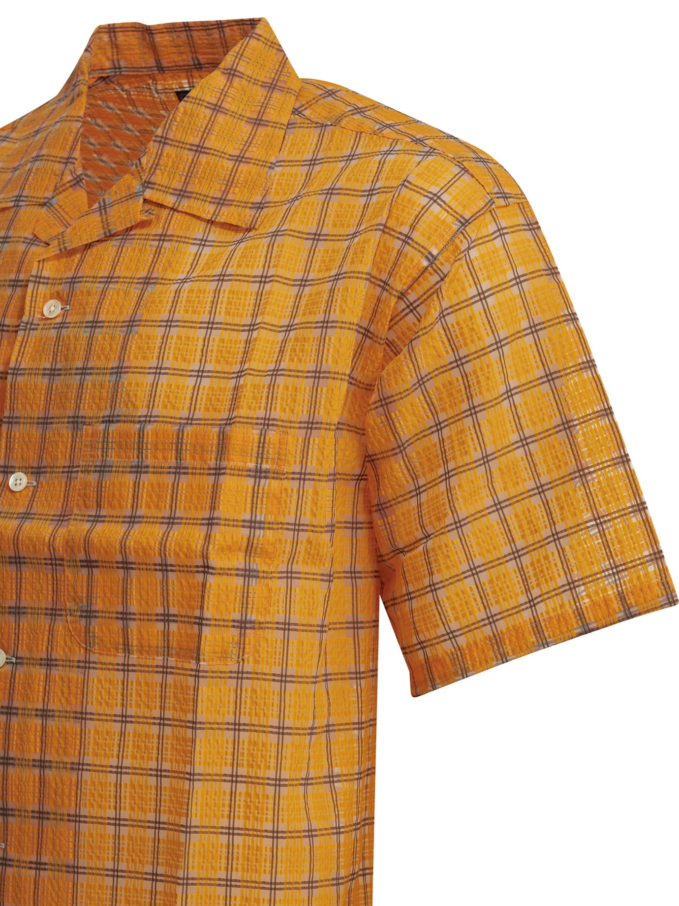 "Open Collar Nylon Airy Plaid" Casual Shirt Shirts