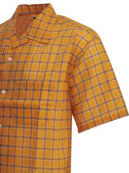 "Open Collar Nylon Airy Plaid" Casual Shirt Shirts